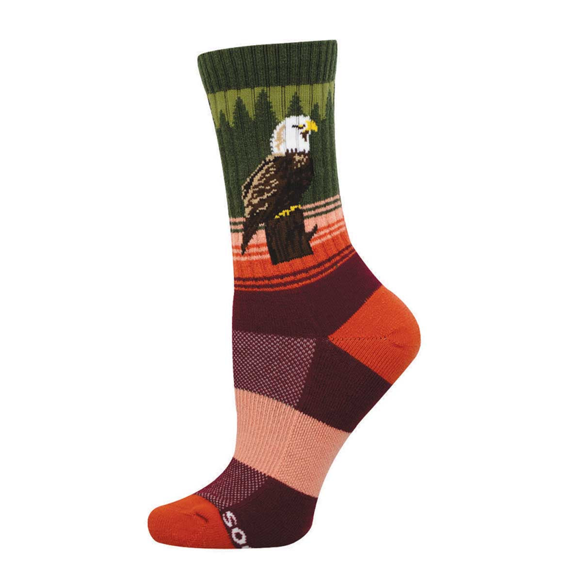 Colorful Merino Wool sock with an eagle design
