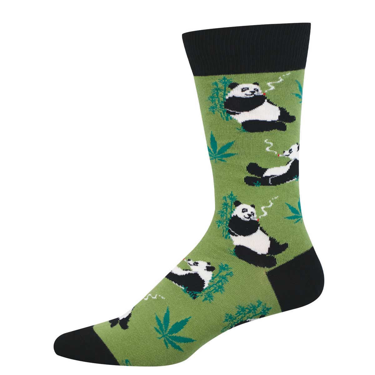 Green sock with panda smoking weed