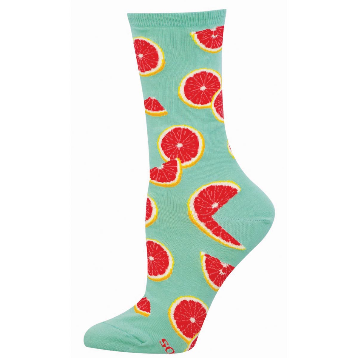 Sock with grapefruit pattern on a light blue background