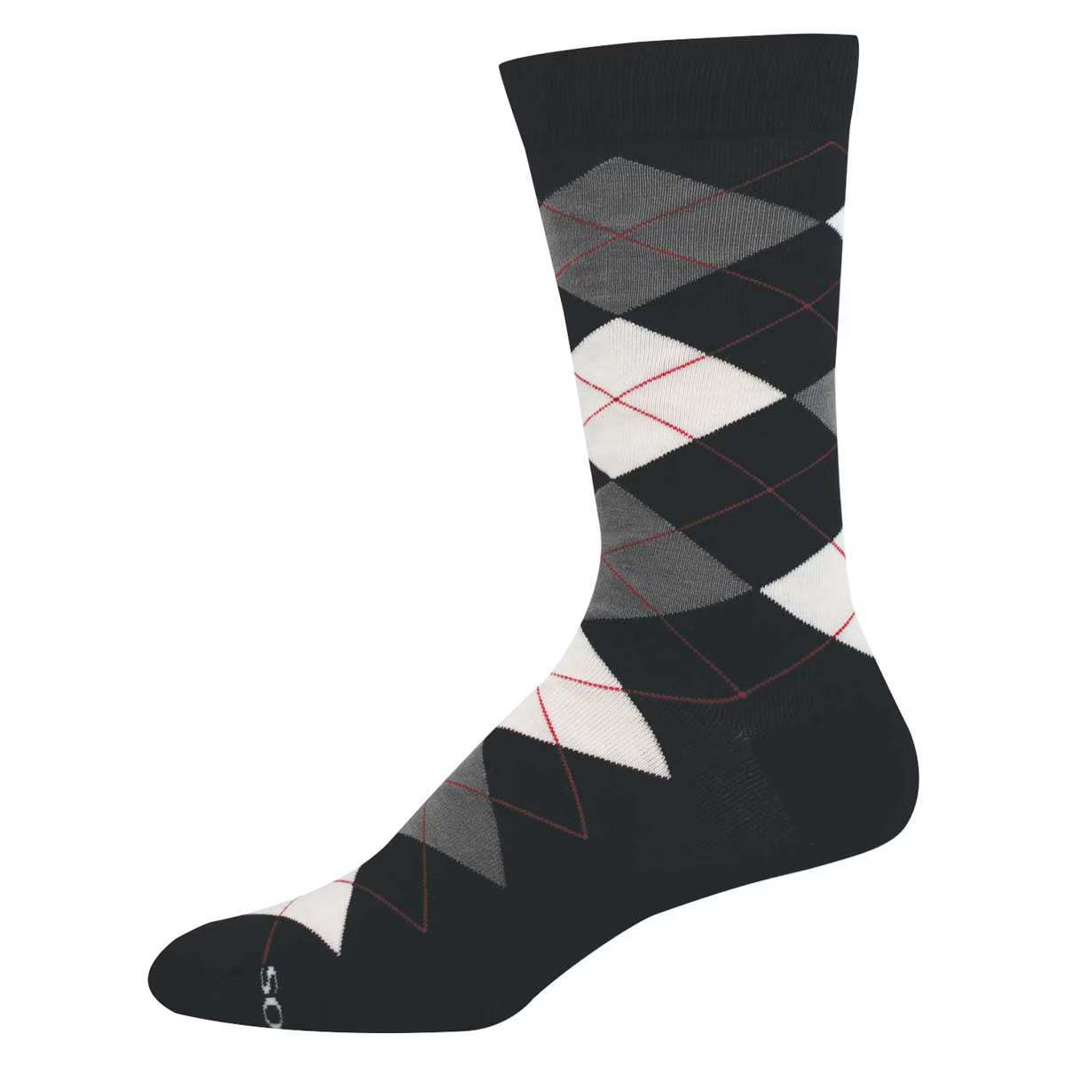 Men's Bamboo Crew Socks - Argyle Pattern - Black - Socksmith