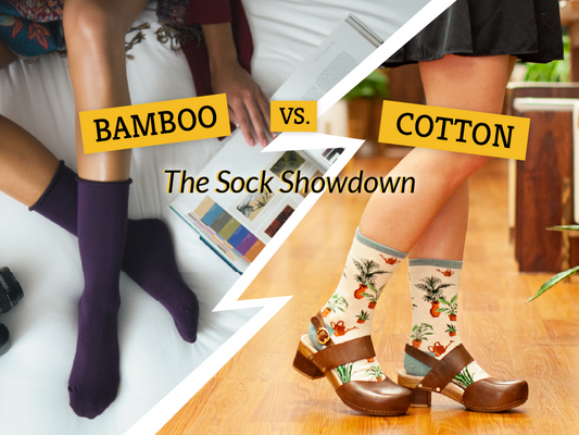 Bamboo vs Cotton: The Sock Showdown [image of side-by-side comparison of bamboo vs cotton crew sock]