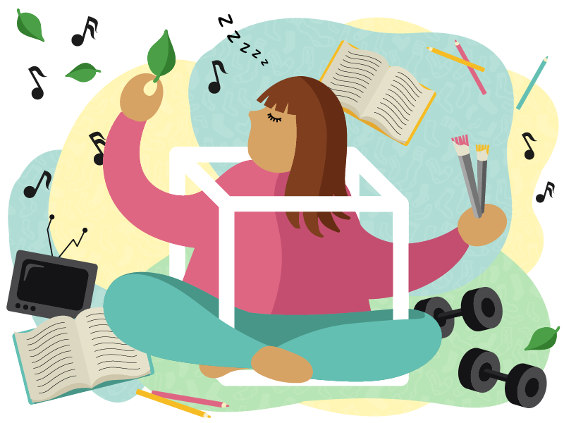 Illustration of a woman breaking out of a box