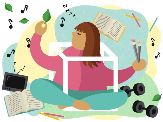 Illustration of a woman breaking out of a box