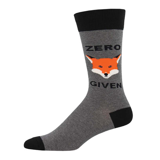 Men's Cotton Crew Socks - Zero "Fox" Given Design - Gray - Socksmith