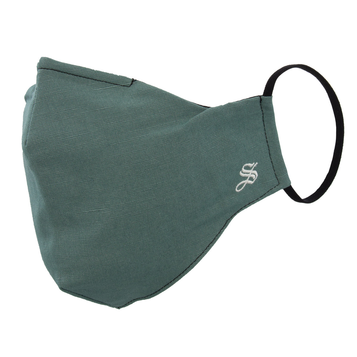 A solid gray slate face mask with an adjustable loop behind the ear and a metal strip across the nose bridge.