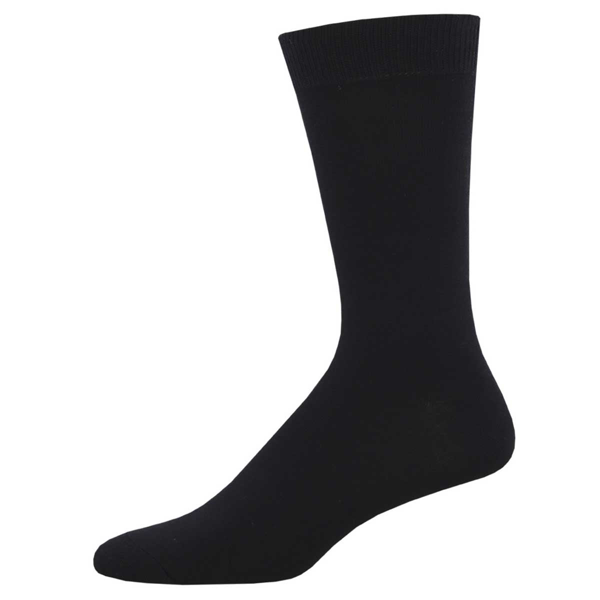 A pair of elegant black bamboo socks against a white background.