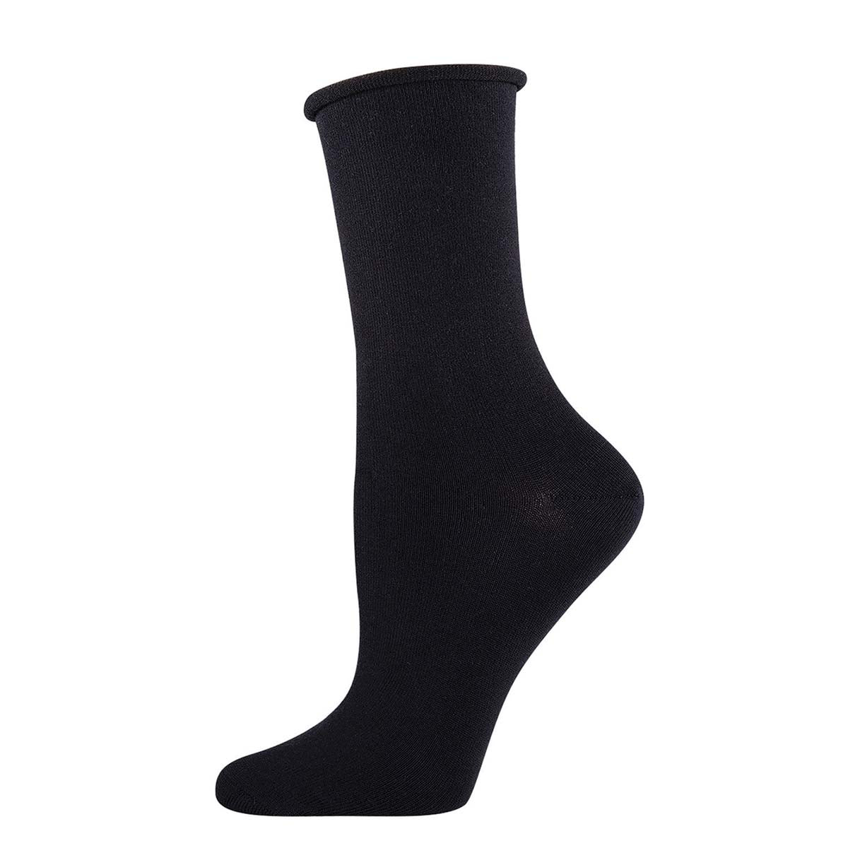 A pair of black bamboo roll top socks