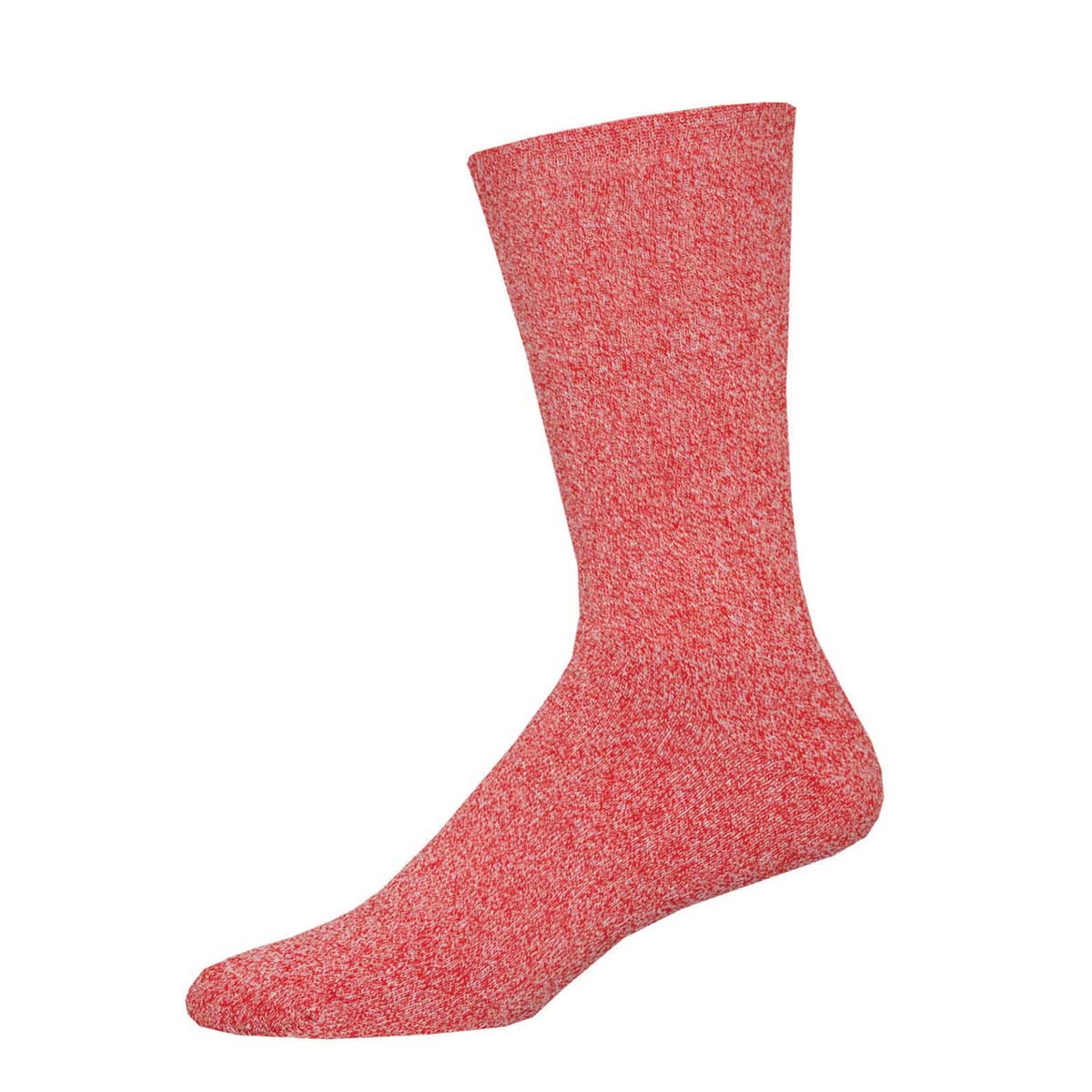 A red ribbed sock designed for adults.