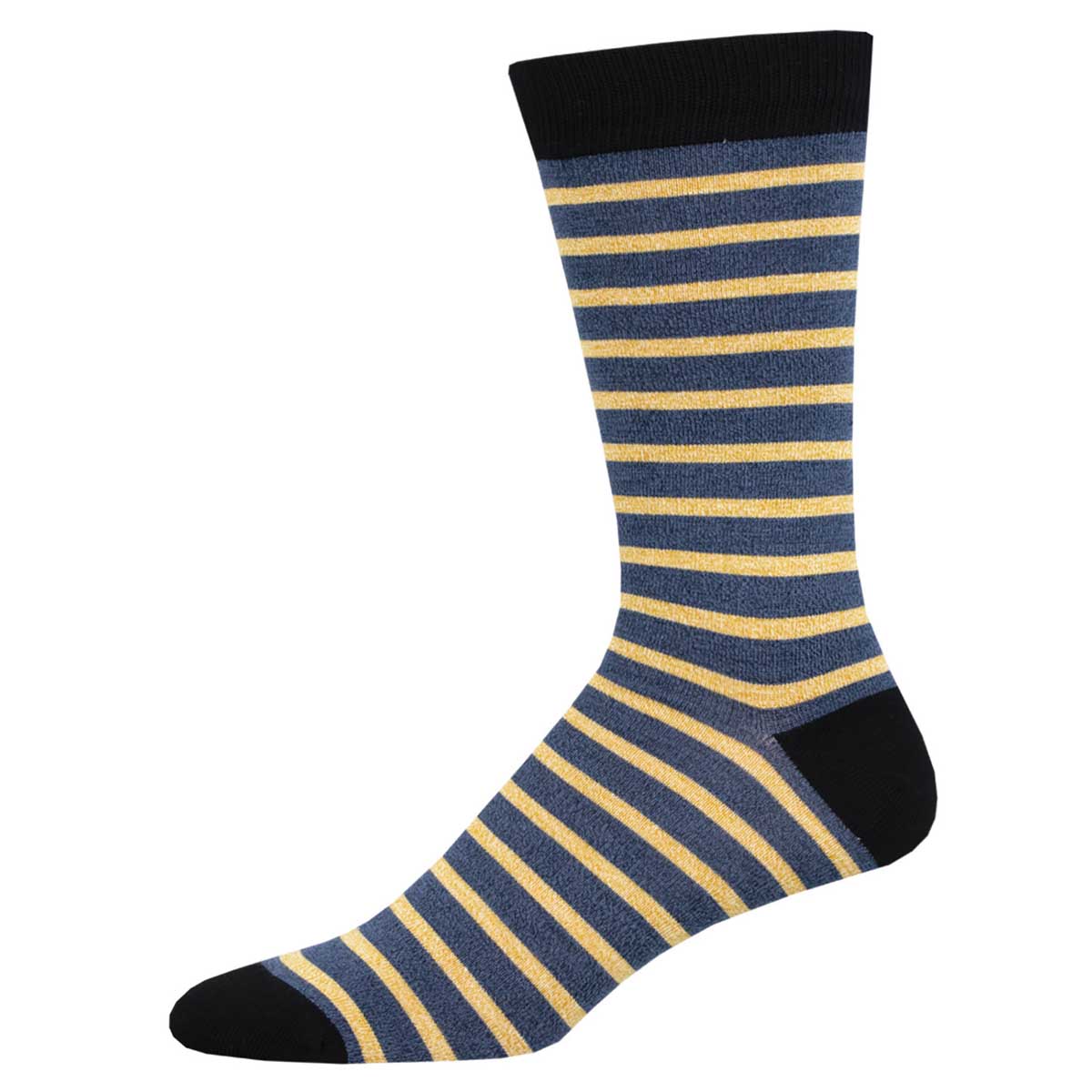 Men's Bamboo Crew Socks - Sailor Stripes - Blue and Gold - Socksmith