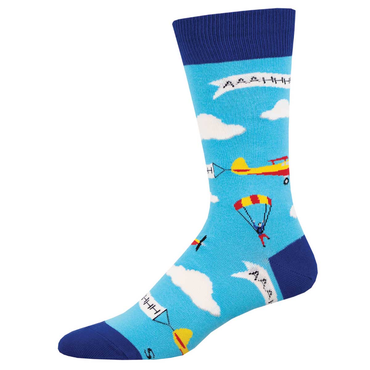Skydiver Mens Blue Skydiving Crew Socks by Socksmith Skydiver Mens Blue Skydiving Crew Socks by Socksmith