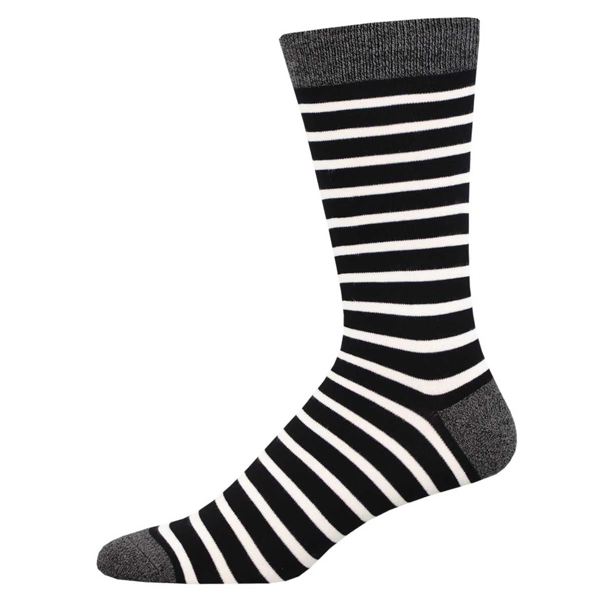 Men's Bamboo Crew Socks - Sailor Stripes - Black and White - Socksmith