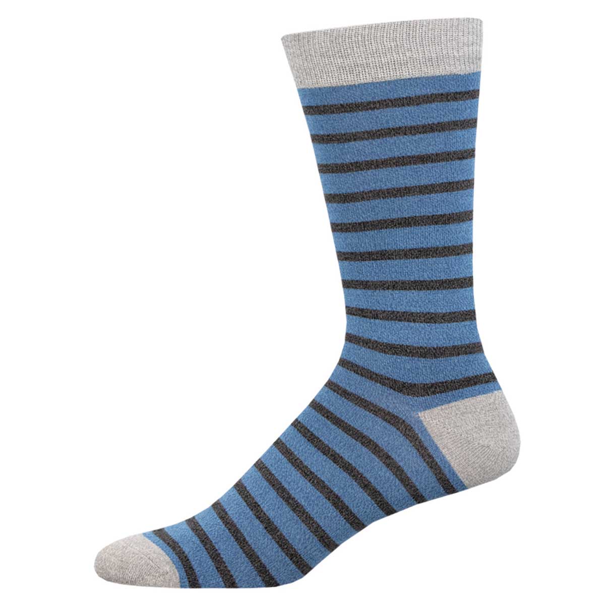 Men's Bamboo Crew Socks - Sailor Stripes - Blue and Gray - Socksmith