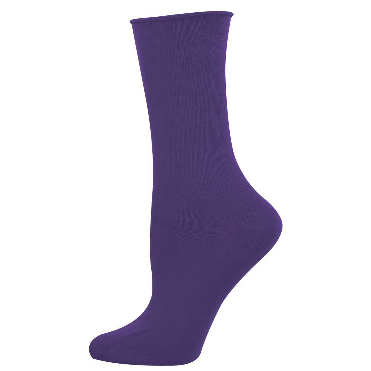 Purple roll-top bamboo sock