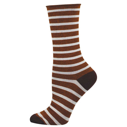 Brown and white striped sock