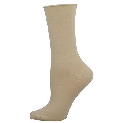 Beige roll-top bamboo sock