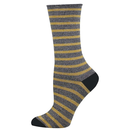 Striped sock with gray and yellow pattern