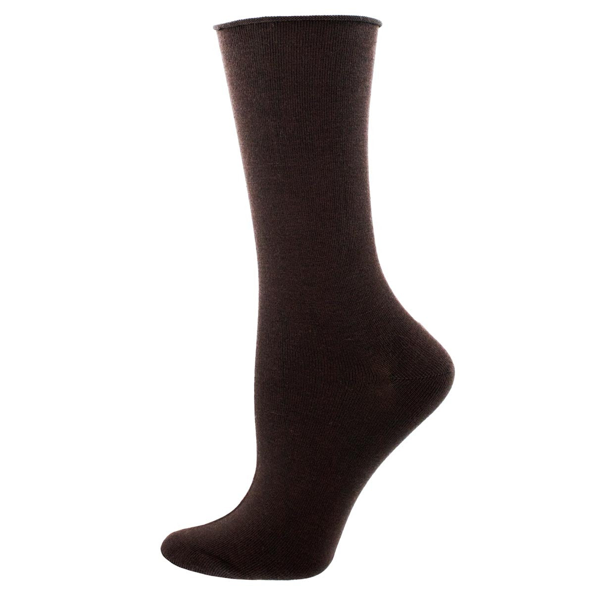 Brown roll-top bamboo sock