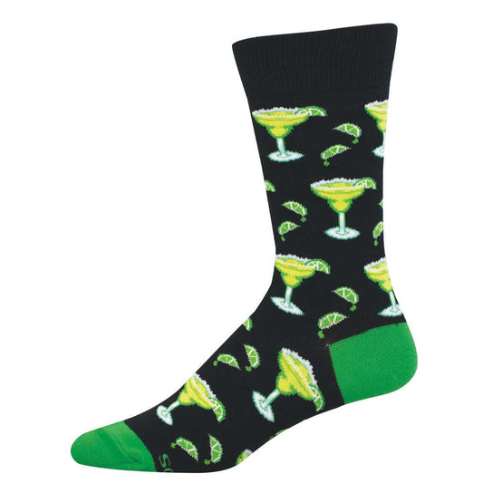 Black sock with margarita and lime pattern 