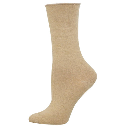 Beige roll-top bamboo sock