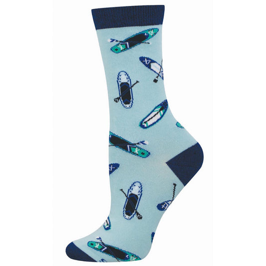 Light blue sock with paddleboard design