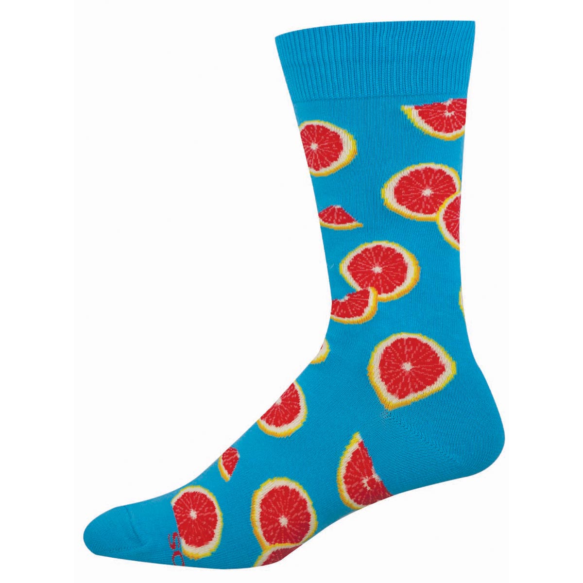 Blue sock with grapefruit pattern