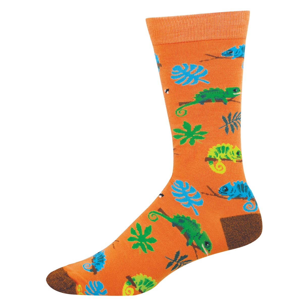 Saucisson Socks Men’s Bamboo Crew Socks – Lounging Lizards Chameleon Design – Socksmith