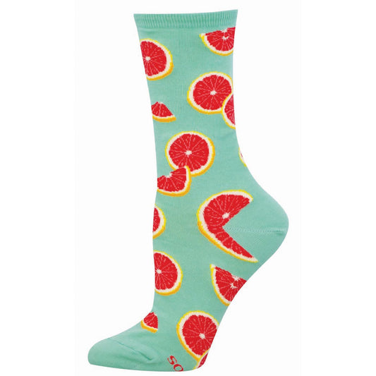 Sock with grapefruit pattern on a light blue background