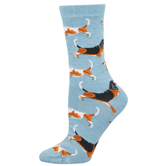 Blue sock with dog pattern
