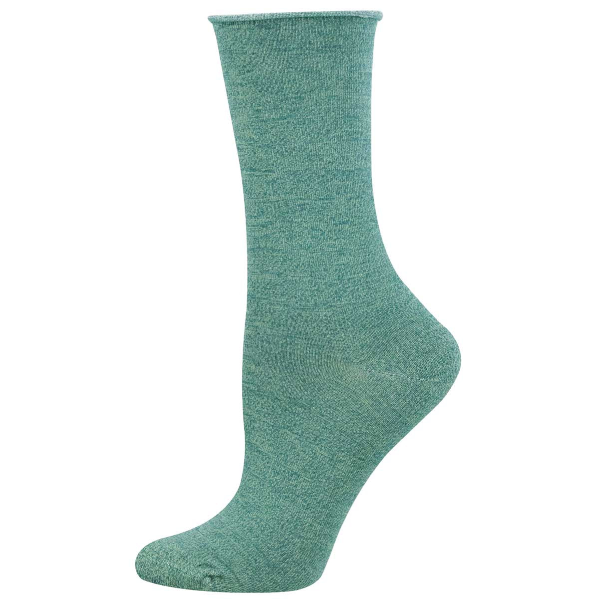 teal roll-top bamboo sock