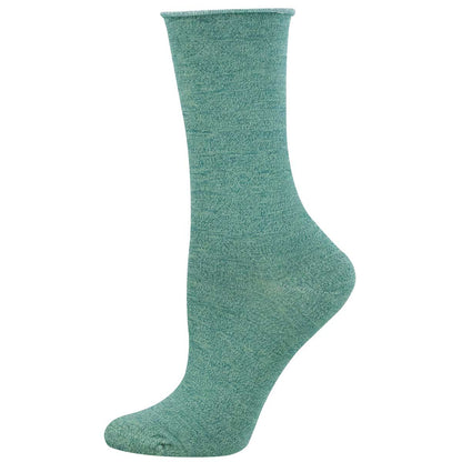 teal roll-top bamboo sock