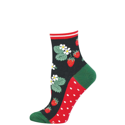 Colorful sock with strawberry pattern