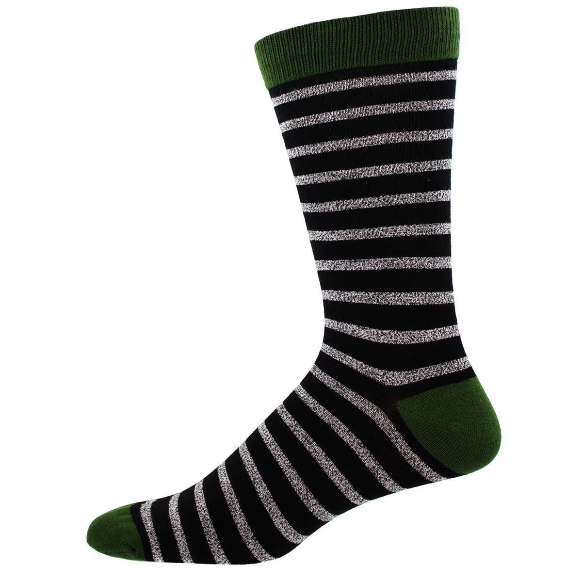 Men's Bamboo Crew Socks - Sailor Stripes - Black Static - Socksmith