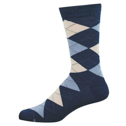 Men's Bamboo Crew Socks - Argyle Pattern - Blue - Socksmith