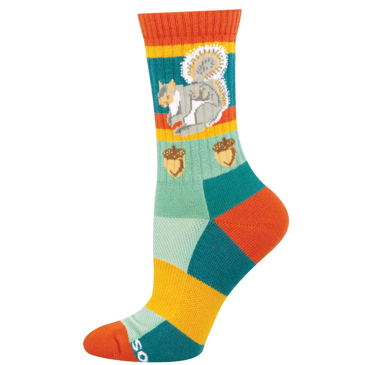 Colorful sock with a squirrel design