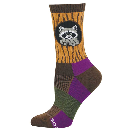 Colorful sock with raccoon design